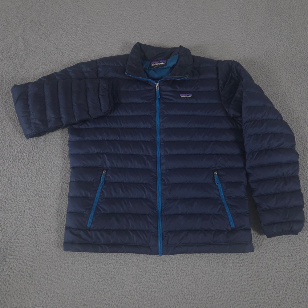 Patagonia Jacket Men Large Navy Down Sweater Quilted Puffer Lightweight Full Zip